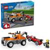 LEGO Set di costruzione per la riparazione di camion e auto sportive, idea regalo per bambini con 2 minifigure e accessori, tra cui un impianto cocleare, giocattolo per camion di rimorchio per ragazzi