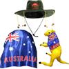 I LOVE FANCY DRESS LTD ILOVEFANCYDRESS - Costume con grande bandiera australiana, cappello australiano con tappi di sughero e canguro gonfiabile