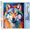 Figured'Art Dipingere con i Numeri - Paint by Numbers Lupo Astratto Colorato, Passatempo per Adulti, Kit Completo, Hobby Creativi - Quadri fai da te 40x50cm senza cornice