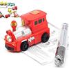 Gonetre Magic Track Cars Veicolo giocattolo con sensore ottico, penna induttiva per auto camion mini giocattolo ingegneria veicolo segue linea nera disegnata educativa per (Locomotiva, colore casuale)