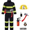 Generico Costume Pompiere Bambino 8 Pezzi - Vestito Carnevale Bambino Pompiere Vestiti Vigile del Bambini 1-16 Anni per Carnevale, Cosplay e Halloween