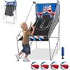 COSTWAY Macchina da Pallacanestro Elettronica, Canestro Basket da Camera a Doppio Tiro Pieghevole con Punteggio Elettronico, 4 Palle, 8 Modalità di Gioco e 2 Canestri (Blu 2)