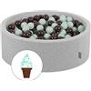 KiddyMoon Piscina con Palline 90 X 30 Cm / 200 Palline Ø 7 Cm in Schiuma Morbida per Neonati E Bambini da 8 Mesi Rivestimento in Cotone Sfoderabile con Zip, Grigio Chiaro