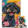 LLONGKT Puzzle da 1000 pezzi per adulti e ragazzi, barboncino acquerello, antistress, per ammazzare il tempo, lista dei desideri con Babbo Natale (dimensioni 38x26cm)
