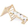 RELAX4LIFE 3 in 1 Set Triangolo di Arrampicata per Bambini in Legno, Telaio da Arrampicata con Rampe Reversibili, Giocattoli Montessori per Bambini 3+ Anni