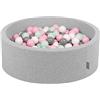 KiddyMoon 90X30cm/300 Palline Piscina di Palline Colorate per Bambini Tondo Fabbricato in EU, Grigio Ch:Bianco/Grigio/Menta/Rosa Chiaro
