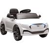 AIYAPLAY Auto elettrica per bambini con licenza ufficiale Ford Mustang Mach-E, 12 V, telecomando da 2,4 G, 2 motori da 25 W, veicolo con avviamento graduale, fari a LED, musica e porta USB, bianco