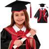 Generic Abito di Laurea per Bambini Unisex con Fusciacca e Cappello Completo per Cerimonia Scuola Materna e Primaria Vestito Elegante per Ragazzi e Ragazze (A02-Black, 3-8 Year)
