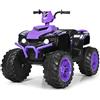 RELAX4LIFE 12V Quad Fuoristrada Elettrica Cavalcabile da Spiaggia per Bambini, Avvio Graduale a Trazione Posteriore, 2 Velocità e Direzione Avanti/Indietro, Funzione FM e Bluetooth (Viola)