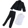 Folpus Vestiti per action figure in 1:12, abiti in miniatura, completi, mini camicie alla moda, giacche e pantaloni, vestiti per bambole per corpo , Bianco
