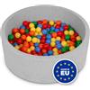SELONIS Piscina Soffice per Bambini 90X30cm/300 Palline Rotonda, Grigio Ch:Giallo/Verde/Blu/Rosso/Arancione