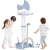 RELAX4LIFE 4 in 1 Canestro Basket per Bambini, con Basket, Calcio, Golf e Gioco del Lancio degli Anelli, Tabellone Elettronico ed Effetti Sonori, Regolabile in Altezza, 3+ Anni (BLU)
