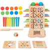 Qzdtue Gioco con Bastoncini e,Gioco in Legno per Bambini con Lancio ed Equilibrio - da Tavolo Educativo,per Attività Motoria, Coordinazione Occhio-Mano, Pensiero Strategico, Scuola