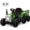 GYMAX Trattore Elettrico per Bambini con Telecomando, Giocattolo Cavalcabile con Funzione di Luce, Musica e Bluetooth, 6 Ruote Antiscivolo, 136 x 51 x 52 cm (Verde Scuro)