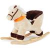Bieco 74000422 - peluche a dondolo pompon animale cavallo, altalena sedia con struttura in legno, seduta e schienale, altalena peluche, cavallo a dondolo per neonati e bambini da 9m +