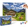 Schipper 602100458 Numeri Naturali Fattoria di Montagna Immagini per Adulti Include Pennello e Colori Acrilici, 40 x 50 cm, Multicolore, Mittel