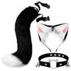 Bakermiche Costume da volpe in pelliccia sintetica con orecchie di volpe, fascia per coda di campana, graziose orecchie di gatto e coda di animali, cosplay, accessori di travestimento per Halloween Natale