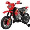 HOMCOM Moto Elettrica per Bambini 3-6 Anni, Moto Cross per Bambini in Plastica PP con Ruote di Supporto, Fari e Musica, 102x58x66 cm, Rosso e Nero