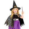 CARTOON Set travestimento da Strega 2 pezzi cappello e mantello costume per bambini halloween carnevale 3-5 anni