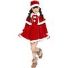 Nlaayong 3Pcs Vestiti Natalizi Bambina Vestito Natale Ragazza Costume Natalizio Completo Festival Velluto Abiti da Festa + Scialle + Cappello Ragazza Costume Babbo Natale Bambina Set