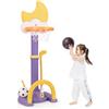 COSTWAY 4 in 1 Canestro da Basket per Bambini, Centro di Attività Sportiva Regolabile con Basket Calcio Golf e Gioco del Lancio dell'Anello, per Interno ed Esterno, 3 Anni+ (Giallo)