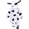 Generic Costumi di Halloween per Neonati Set Pagliaccetto Mucca con Cappello Tuta e Abiti Cosplay 2 Pezzi per Ragazzi e Ragazze Tutine Estive per Neonati (White, 6-12 Months)