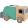 Janod Camion della Spazzatura in Legno Bolid, Bidone Magnetico, Ruote Silenziose, Immaginazione e Motricità Fine, Certificato FSC, Vernice ad Acqua, dai 2 Anni, J04633