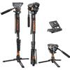 Famall Coman - Monopiede con piedi, per videocamera professionale, Q6, con treppiede, 179,3 cm, carico massimo 10 kg, per fotocamere, Canon, Nikon, Sony, DSLR, videocamere