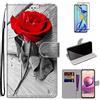 MUTOUREN Cover per Samsung Galaxy A32 5G con Proteggi Schermo, Custodia a Portafoglio in Pelle Antiurto con Flip Cover Funzione di Supporto, Rosa rossa