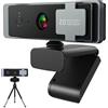 Paobas Webcam C920 1080P con microfono e copertura per la privacy, visuale a 90°, USB, per chiamate, conferenze, zoom, Skype, YouTube, Plug & Play, per laptop e desktop