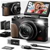 NBD Fotocamere 5K Vlogging Autofocus, 64MP Fotocamere Digitali per Fotografia, Zoom 18X Fotocamera da Viaggio con Anti-Shake, 2 Batterie, Scheda SD da 32 GB (nero)