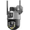 Yhytgbhk Telecamera PTZ con zoom 4MP 50X Wifi Telecamera di sorveglianza esterna a doppio obiettivo 393ft Distanza di visione IR ultra lunga Sicurezza ONVIF(Cam Add 32G)