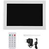 Akozon Cornice Digitale da 12 Pollici Risoluzione HD Riproduzione MP3/MP4 Bianco (Spina europea)