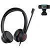 TruVoice Voicepro 80 Premium Headset e Webcam Bundle (include cuffie USB a doppio orecchio e webcam 1080p) combinazione all-in-one