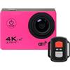 DIGNIFE Action Camera, Telecamera d'azione, Ultra HD 4K. WiFi 2.0 e 1 2MP. Macchina fotografica sportiva Pro impermeabile subacquea, telecamera di registrazione video mini casco(Rot)