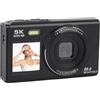 Sxhlseller Fotocamera Digitale 5k per Fotografia, Fotocamera WiFi Vlog WiFi a Doppio Schermo da 80 MP con Zoom 18x, Focus Automatico AF, Scheda di Memoria da 32 GB per la Registrazione (BLACK)
