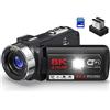 Generic Videocamera 5K, videocamera 64 MP con zoom digitale 18x, WiFi, visione notturna IR, telecamera per YouTube, touch screen, include scheda SD, microfono, 2 batterie, telecomando