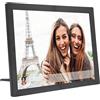 VBESTLIFE Cornice Digitale, Cornice Digitale Grande da 15 Pollici, WiFi, Touch Screen 1024x768, Supporto da Tavolo o da Parete, Condivisione di Immagini Video per Vphoto (Spina UE 100‑240 V)