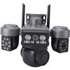 Sorandy Telecamera di Sicurezza Solare 4G LTE, Telecamera Esterna Wireless a 3 Obiettivi Vista Panoramica 2K HD 360° Tre Telecamere in una Nessuna necessità di WiFi Rilevamento Umano AI