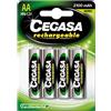Cegasa Rechargeable - Confezione 4 batterie HR6 2100 mAh, colore: verde