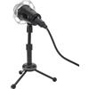 Akozon Microfono Dinamico con Supporto Staccabile Controllo Volume Indicatore LED 3 Modalità di Raccolta Registrazione per Giochi Scheda Audio Incorporata Microfono di Registrazione da