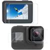 TELESIN Eyeon 6 Pezzi Temperato Curvo Bicchiere Pellicola Proteggi Pchermo Protezione per Schermo Pellicola Protezione per Lenti Ultra Trasparente per Hero 8 Action Camera Accessori Kit 6 in 1
