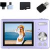 Tidgel Fotocamera CCD, economica per studenti, selfie, ad alta risoluzione, fotocamera digitale retrò, fotocamera compatta (viola 32G)