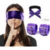 Generico Maschera per gli occhi in raso - Set per dormire con benda - Manette in raso morbido - Maschera per gli occhi oscurante - Manette regolabili - Unisex - Set 2 pezzi morbido e regolabile-B192 (Viola)