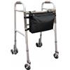 HEALTH Medical Fab Deambulatore pieghevole con borsa, regolabile in altezza con 2 ruote piroettanti e 2 gemellate con sistema di frenata a pressione