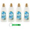 Beni Culinari 4 X Soft Ammorbidente Concentrato Classic Blue, ammorbidente concentrato, 30 lavaggi, 750 ml + portachiavi Beni Culinari