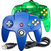 Miadore N64 - Confezione da 2 controller classico N64, con cavo USB per PC, Mac, Linux Raspberry Pi 3 Sega Genesis (trasparente verde/blu)