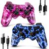 Degulan Controller per PS-3 wireless, joystick da gioco remoto per Play 3 con cavo di ricarica (BlueFlash e PurpleSky)