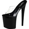 BeAUZQ Sandali Sexy con Punta Aperta da Donna Tacco Alto 20CM Muli a Spillo Décolleté con Plateau Trasparenti Sexy Stripper Club Pole Scarpe da Ballo per Feste Taglia 35-46,Nero,38 EU