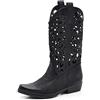 SENZA MARCA Fashion Moda Stivali Donna texano con Punta Estate Primavera Tacco Basso Traforato Comodo Stivaletti Tronchetti (Numeric_39)